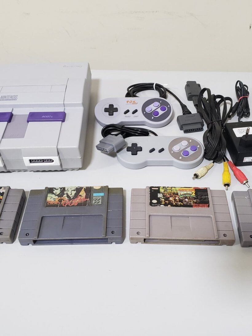 SUPER NITENDO (SNES) FAT + 2 CONTROLES PARALELOS + 5 JOGOS