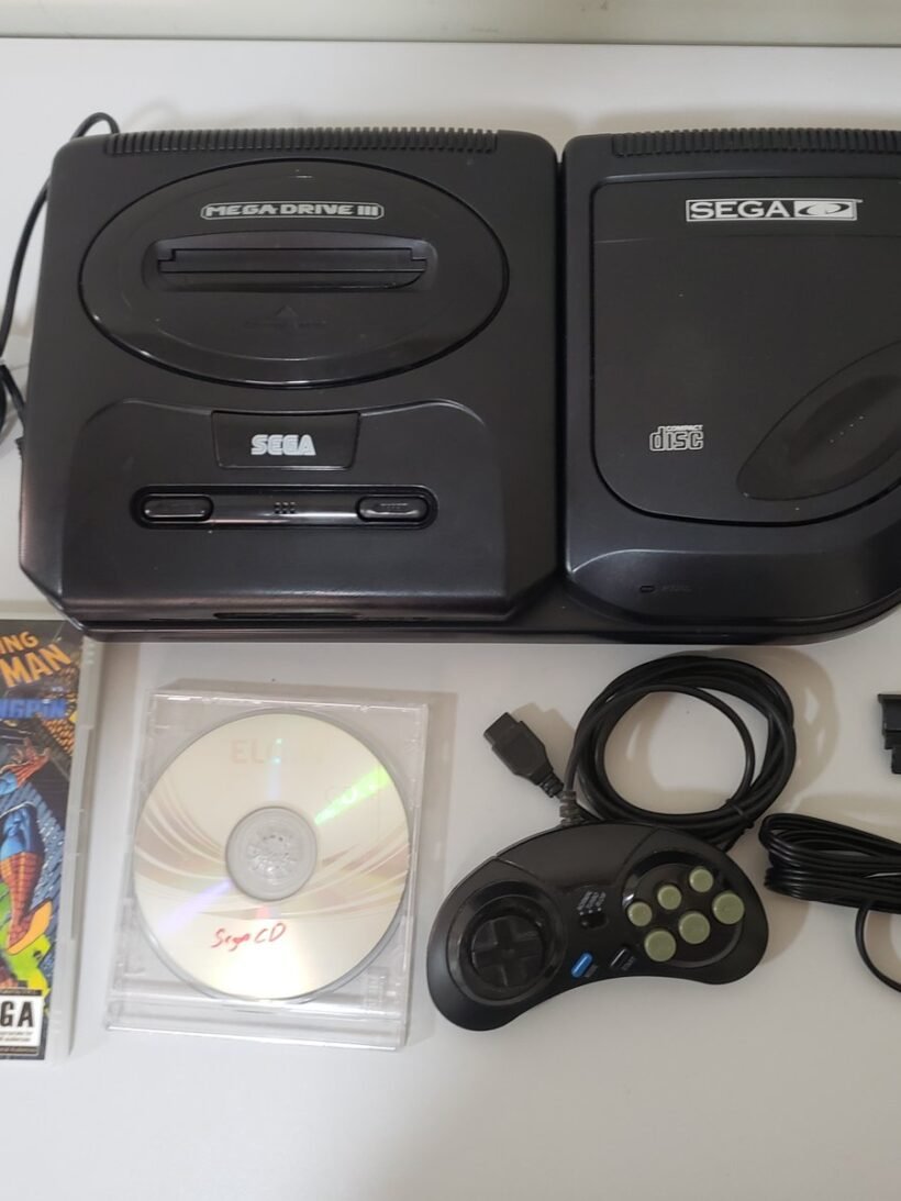 SEGACD + FONTE + 2 JOGOS PARALELOS + MEGADRIVE 3 + CONTROLE