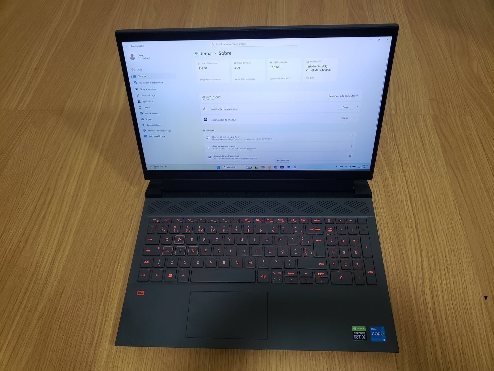 NOTEBOOK G15 5520 32GB 1 TB RTX 3050