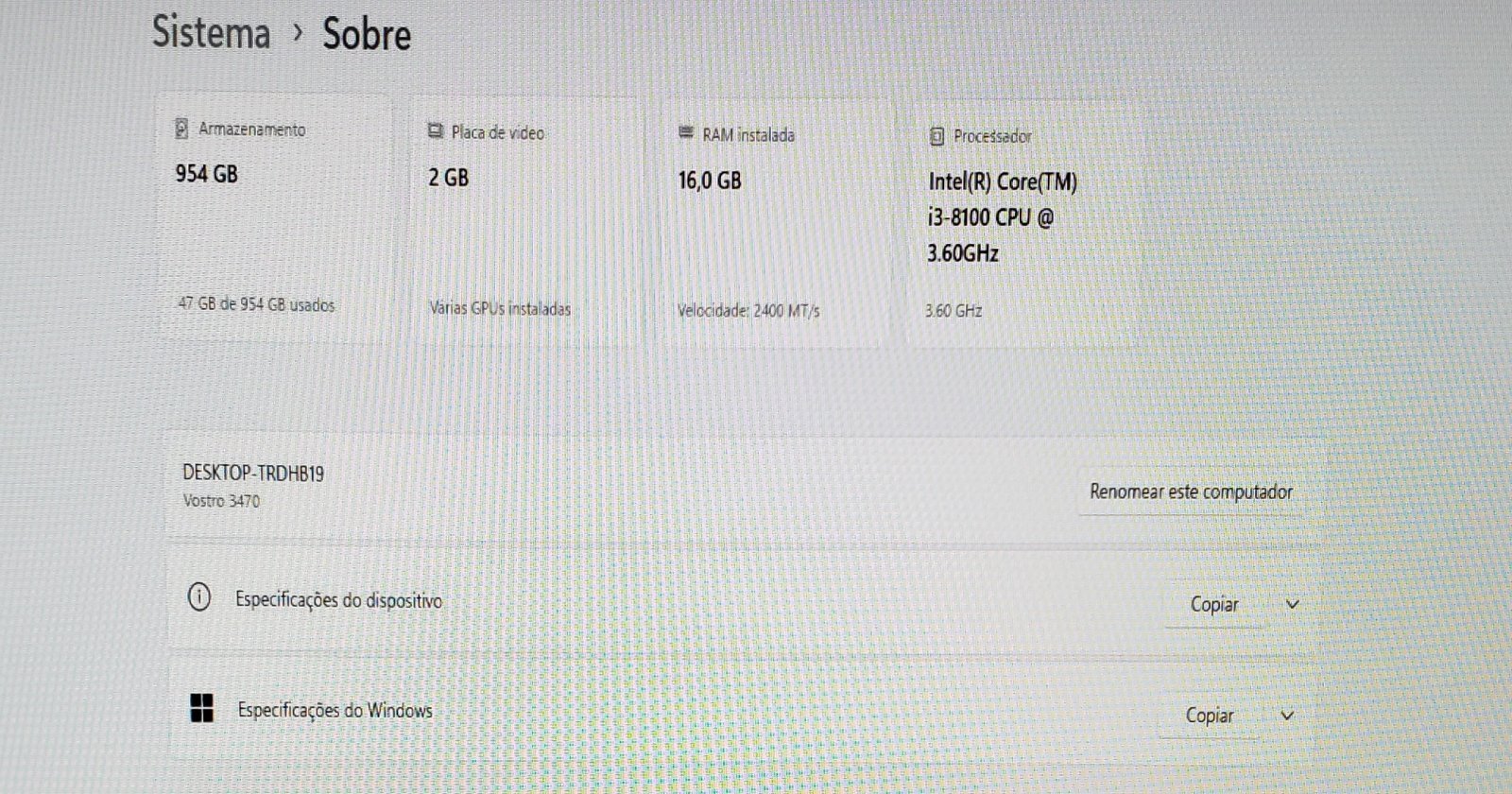 PC GAMER DELL VOSTRO 3470 + 1TB + 16GB + VIDEO GT 1030 - Imagem 8